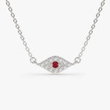 14K Gold Diamond and Ruby Evil Eye Necklace 14K White Gold Ferkos Fine Jewelry