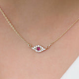 14K Gold Diamond and Ruby Evil Eye Necklace  Ferkos Fine Jewelry
