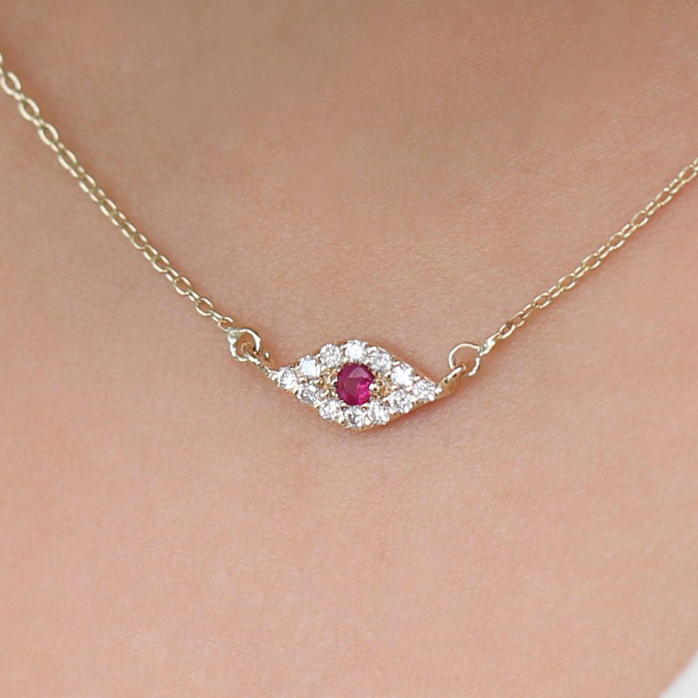 Ruby evil eye necklace Clearance