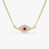14K Gold Diamond and Ruby Evil Eye Necklace 14K Gold Ferkos Fine Jewelry