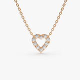 14K Gold Tiny Diamond Heart Necklace 14K Rose Gold Ferkos Fine Jewelry