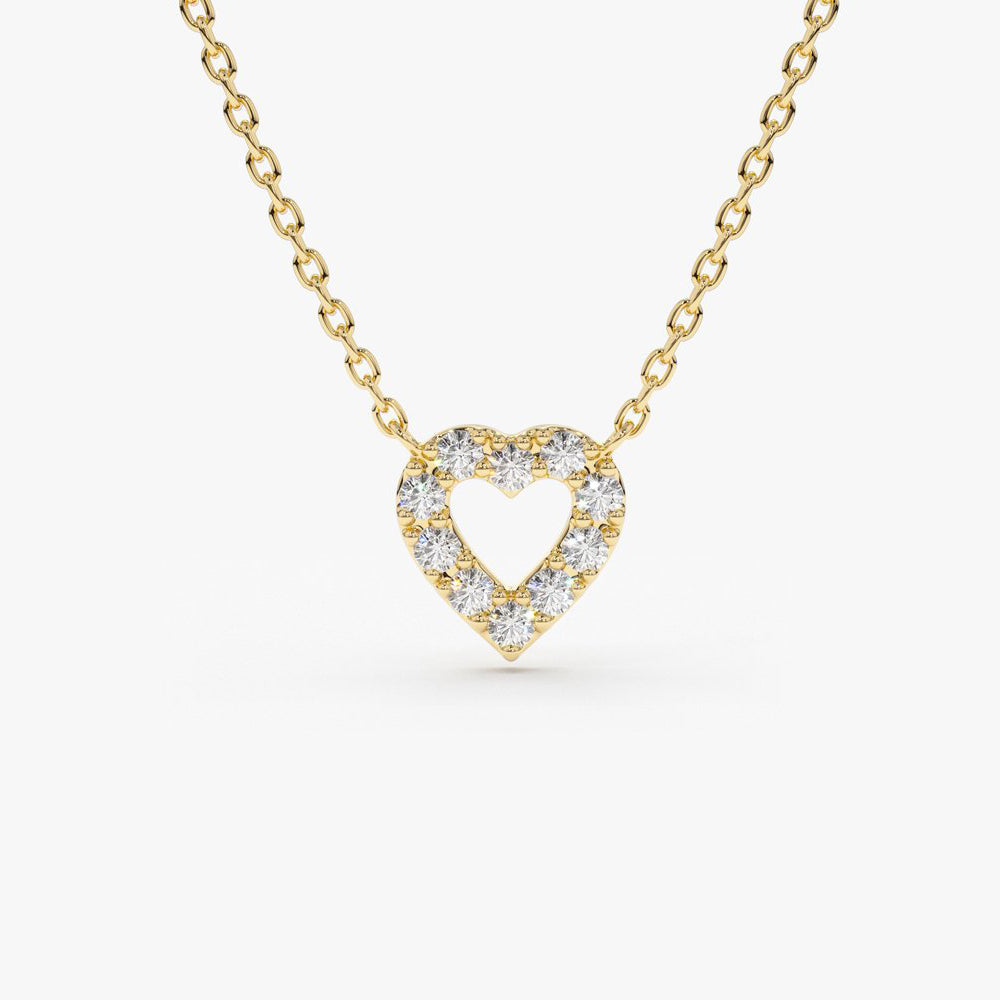 14K Gold Tiny Diamond Heart Necklace 14K Gold Ferkos Fine Jewelry