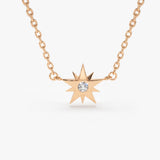 14K Gold Single Diamond Star Necklace 14K Rose Gold Ferkos Fine Jewelry