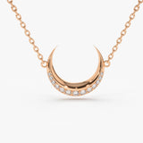 14K Gold Diamond Crescent Moon Necklace 14K Rose Gold Ferkos Fine Jewelry