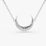 14K Gold Diamond Crescent Moon Necklace 14K White Gold Ferkos Fine Jewelry