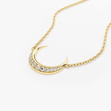 14K Gold Diamond Crescent Moon Necklace  Ferkos Fine Jewelry