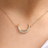 14K Gold Diamond Crescent Moon Necklace  Ferkos Fine Jewelry