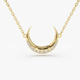 14K Gold Diamond Crescent Moon Necklace 14K Gold Ferkos Fine Jewelry