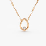 14K Gold Floating Teardrop Diamond Necklace 14K Rose Gold Ferkos Fine Jewelry