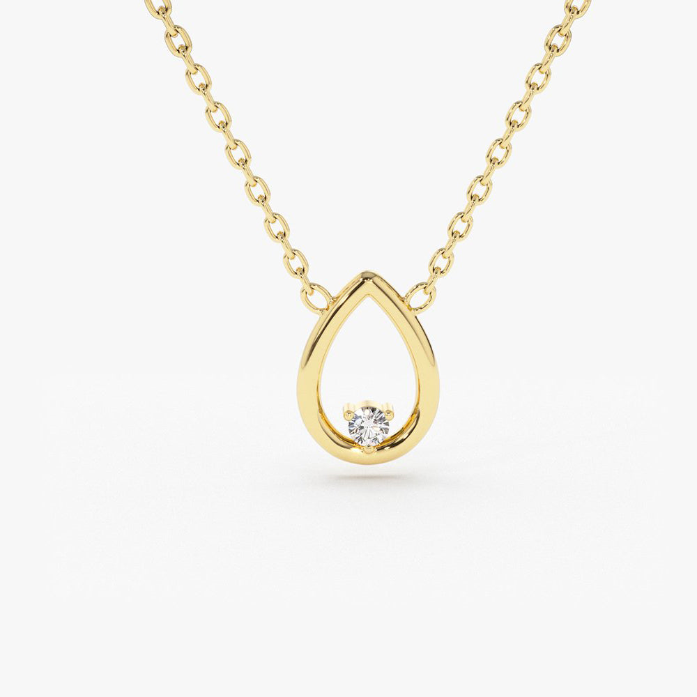 14K Gold Floating Teardrop Diamond Necklace 14K Gold Ferkos Fine Jewelry