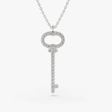 14K Gold Diamond Key Charm Necklace 14K White Gold Ferkos Fine Jewelry