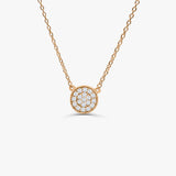 14K Gold Pave Diamond Disc Necklace 14K Rose Gold Ferkos Fine Jewelry