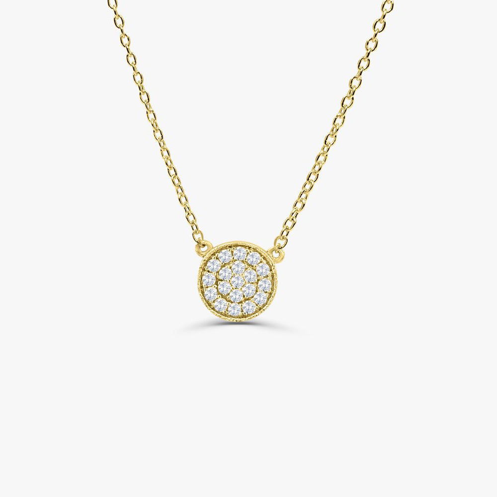 14K Gold Pave Diamond Disc Necklace 14K Gold Ferkos Fine Jewelry