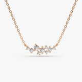 14K Gold Nine Diamond Cluster Necklace 14K Rose Gold Ferkos Fine Jewelry