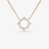 14K Gold Diamond Sun Circle Necklace 14K Rose Gold Ferkos Fine Jewelry