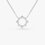 14K Gold Diamond Sun Circle Necklace 14K White Gold Ferkos Fine Jewelry