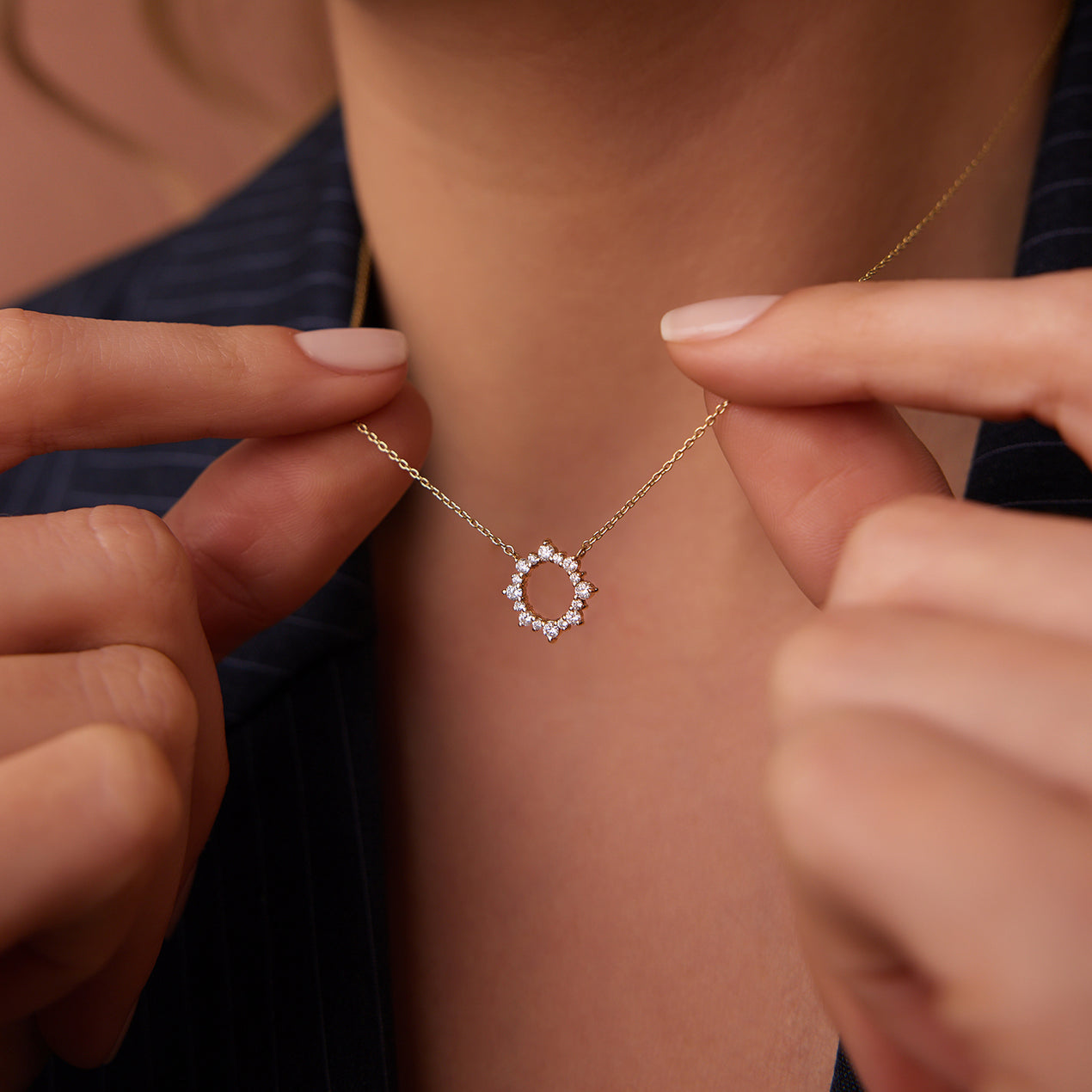 14K Diamond Circle Dangle Necklace - Arman's Jewellers