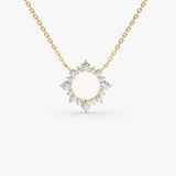 14K Gold Diamond Sun Circle Necklace 14K Gold Ferkos Fine Jewelry