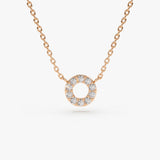 14K Gold Mini Diamond Circle Necklace 14K Rose Gold Ferkos Fine Jewelry