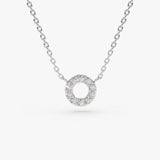 14K Gold Mini Diamond Circle Necklace 14K White Gold Ferkos Fine Jewelry