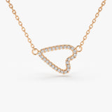 14K Gold Sideways Diamond Heart in Micro Pave Setting 14K Rose Gold Ferkos Fine Jewelry