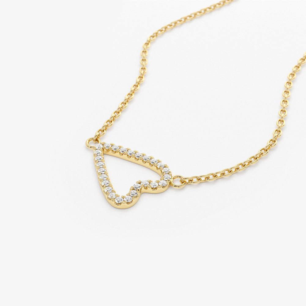 Sideways Heart Necklace - Simple Asymmetrical Heart Pendant on Chain -  Rebecca Haas Jewelry