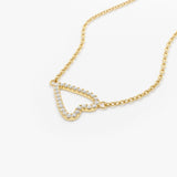 14K Gold Sideways Diamond Heart in Micro Pave Setting  Ferkos Fine Jewelry