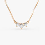 14K Gold Classic Trio Diamond Necklace 14K Rose Gold Ferkos Fine Jewelry