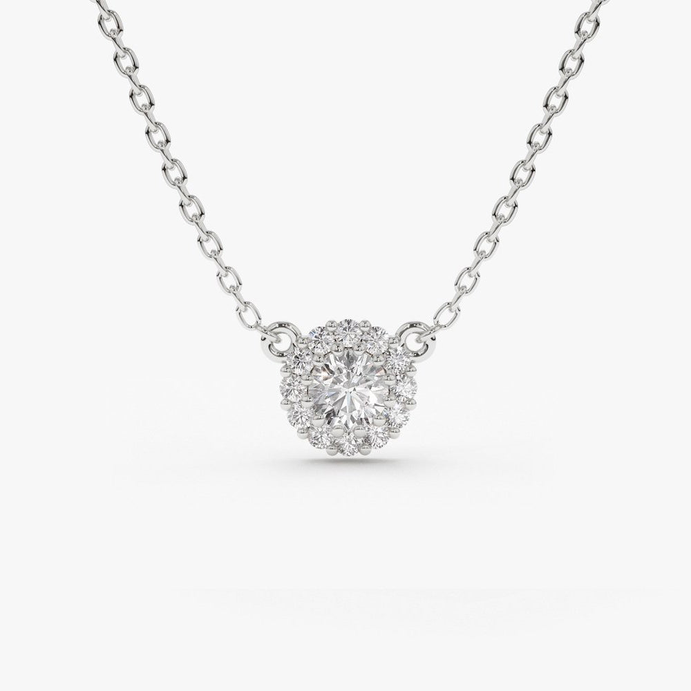 Blue Diamond Halo Necklace with 1.75ct diamonds - The Diamond Setter