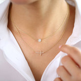 14K Gold Halo Diamond Necklace  Ferkos Fine Jewelry