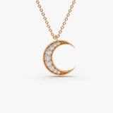 14k Gold Mini Crescent Moon Diamond Necklace 14K Rose Gold Ferkos Fine Jewelry