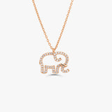 14K Gold Diamond Elephant Charm Necklace 14K Rose Gold Ferkos Fine Jewelry