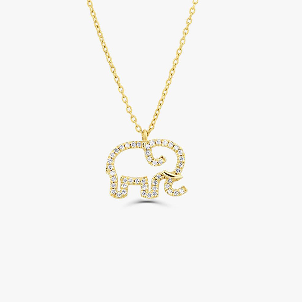 14K Gold Diamond Elephant Charm Necklace 14K Gold Ferkos Fine Jewelry