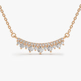 14K Gold Curved Bar Diamond Necklace 14K Rose Gold Ferkos Fine Jewelry