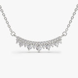 14K Gold Curved Bar Diamond Necklace 14K White Gold Ferkos Fine Jewelry