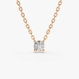 14K Gold Prong Setting Diamond Solitaire Necklace 14K Rose Gold Ferkos Fine Jewelry