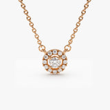 14K Gold Mini Diamond Halo Necklace 14K Rose Gold Ferkos Fine Jewelry