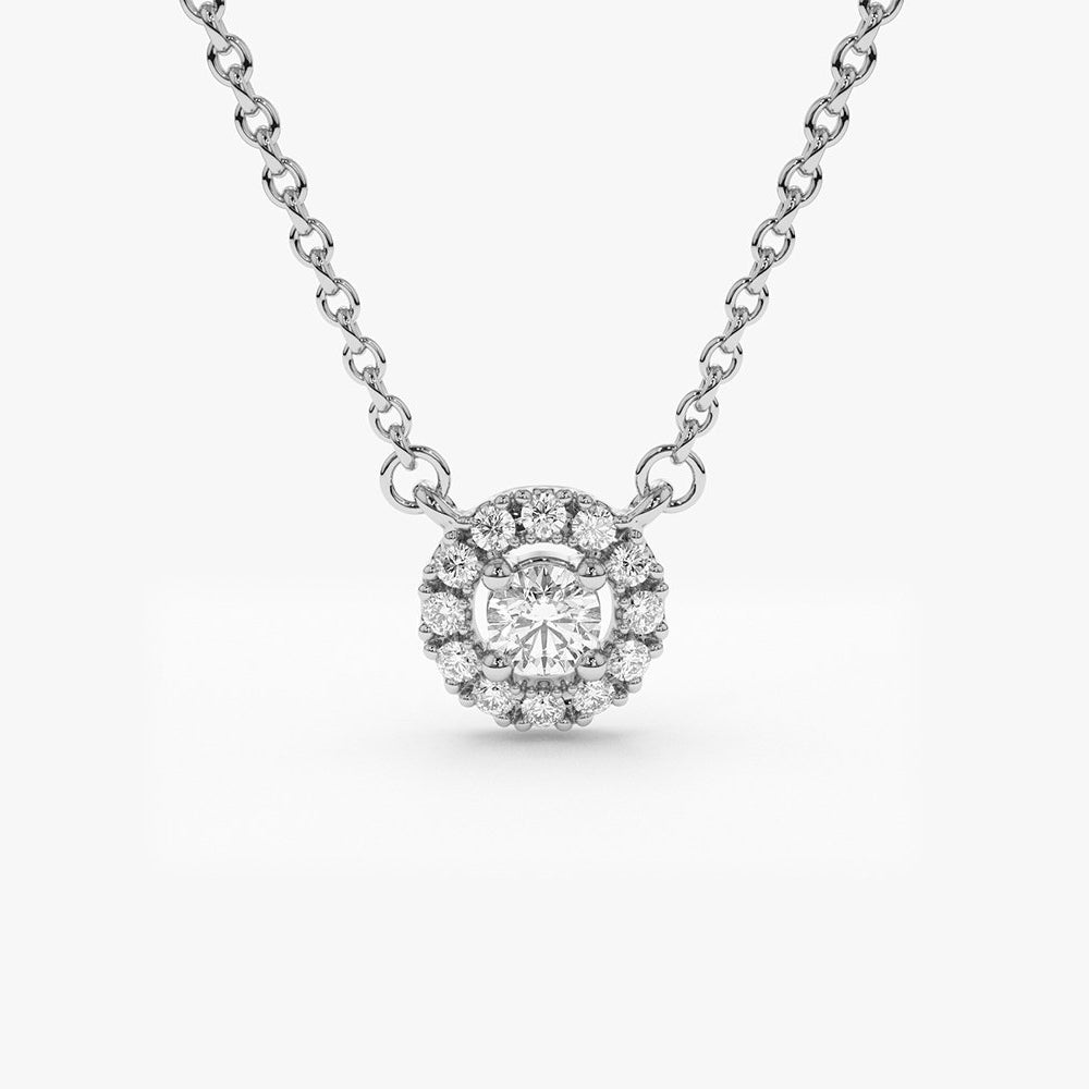 14K Gold Mini Diamond Halo Necklace – FERKOS FJ