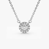 14K Gold Mini Diamond Halo Necklace 14K White Gold Ferkos Fine Jewelry