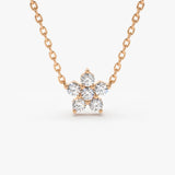 14K Gold Flower Charm Diamond Necklace 14K Rose Gold Ferkos Fine Jewelry