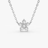 14K Gold Flower Charm Diamond Necklace 14K White Gold Ferkos Fine Jewelry