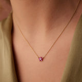 14K Ruby and Diamond Flower Charm Necklace  Ferkos Fine Jewelry