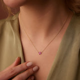 14K Ruby and Diamond Flower Charm Necklace  Ferkos Fine Jewelry