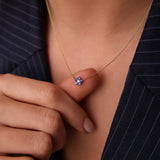 14k Sapphire and Diamond Flower Charm Necklace  Ferkos Fine Jewelry