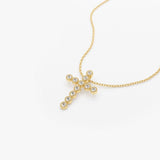 14K Gold Bezel Setting With Milgrain Diamond Cross Necklace  Ferkos Fine Jewelry