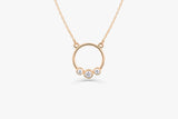 14K Gold Graduated Trio Bezel Diamond Circle Necklace 14K Rose Gold Ferkos Fine Jewelry