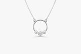 14K Gold Graduated Trio Bezel Diamond Circle Necklace 14K White Gold Ferkos Fine Jewelry