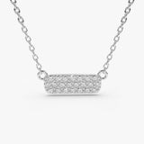 14K Gold Micro Pave Diamond Bar Necklace 14K White Gold Ferkos Fine Jewelry