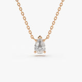 14K Gold Pear Shape Diamond Solitaire Necklace 14K Rose Gold Ferkos Fine Jewelry