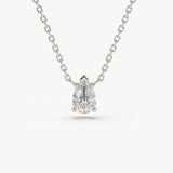 14K Gold Pear Shape Diamond Solitaire Necklace 14K White Gold Ferkos Fine Jewelry